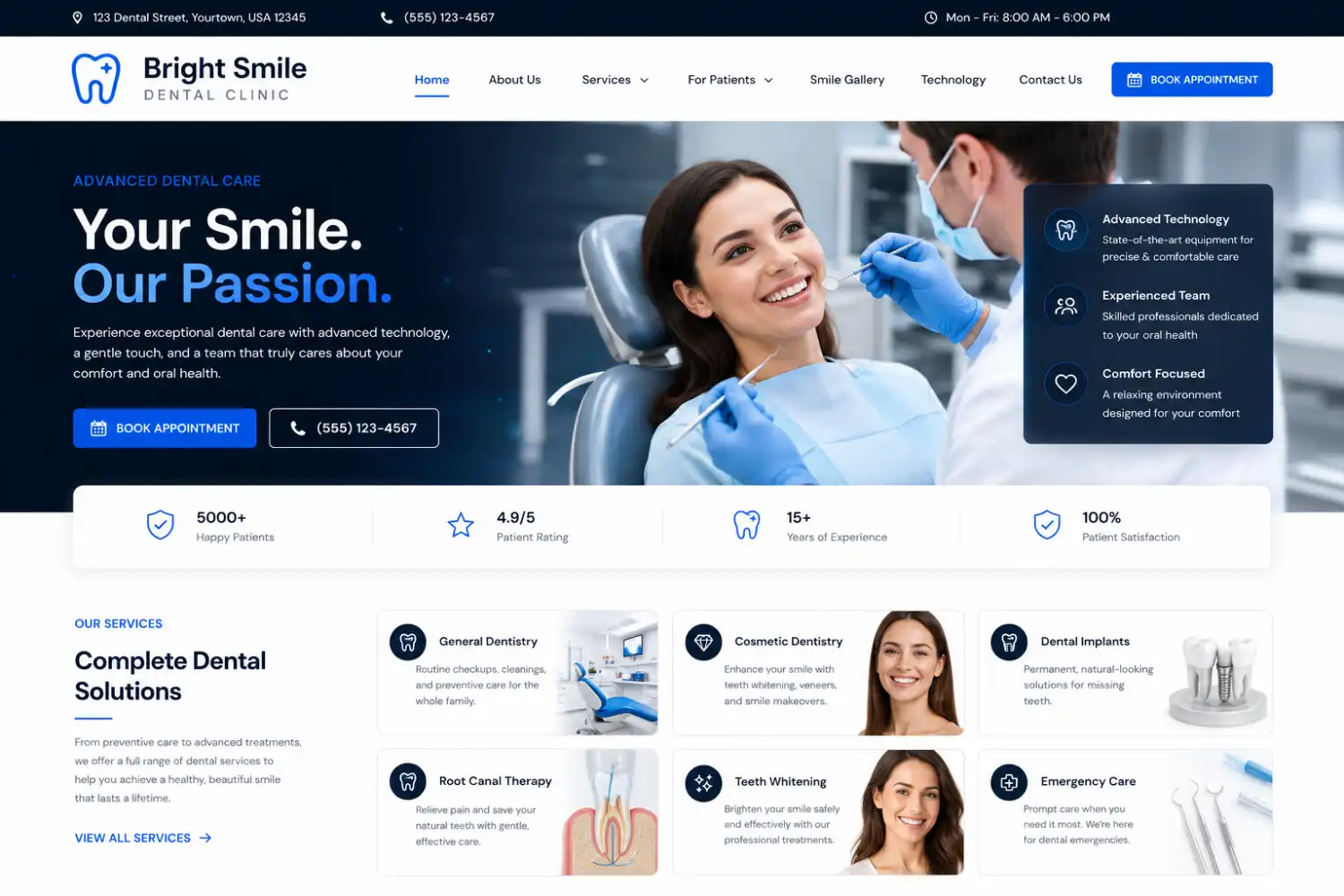 Clean modern website after redesign