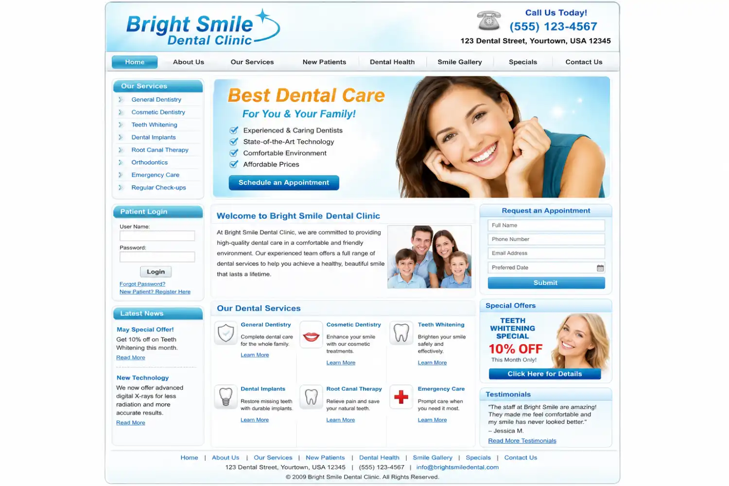 Cluttered website before redesign